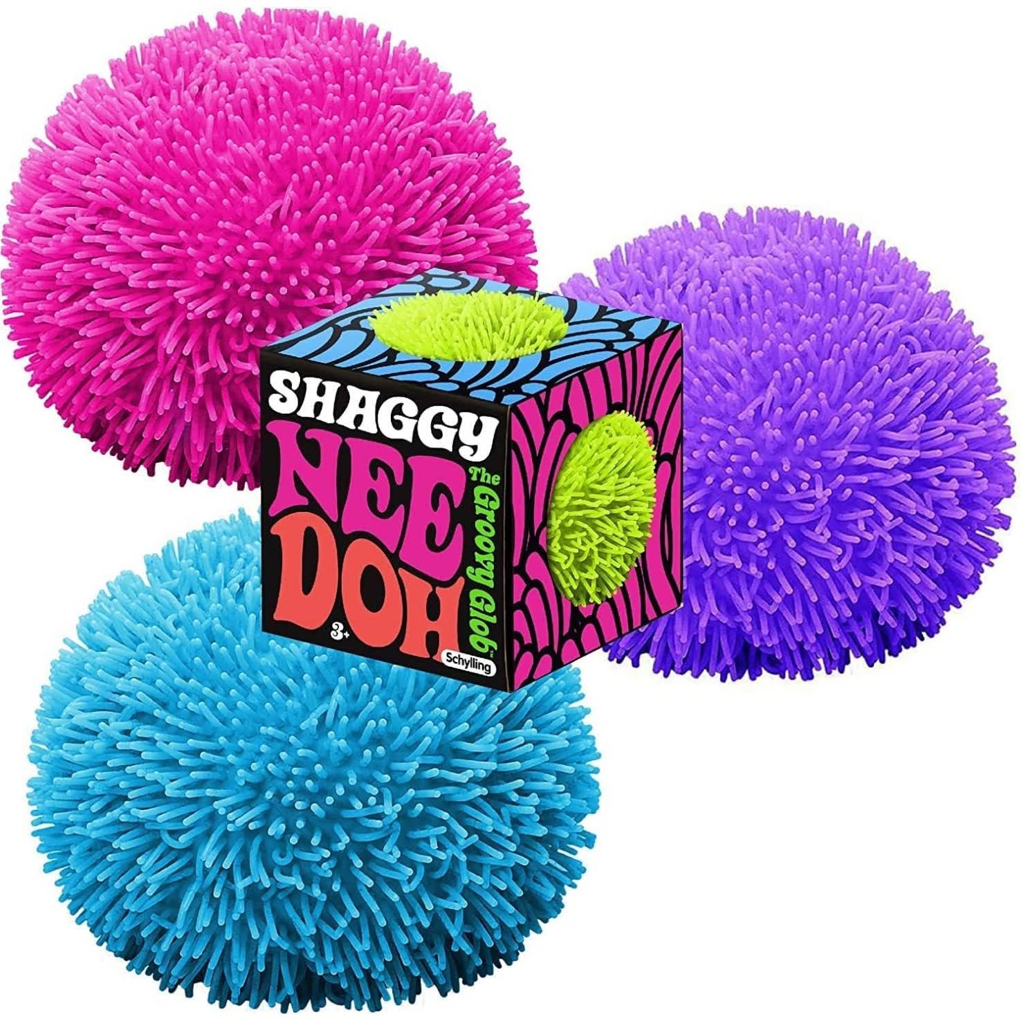 NEEDOH NeeDoh Shaggy Ball ?C Neon Squishy ?C 3 Pack